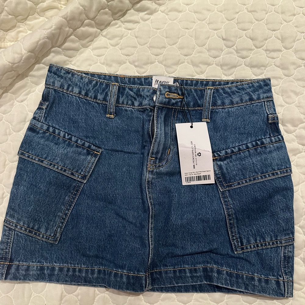 Princess Polly denim cargo skirt